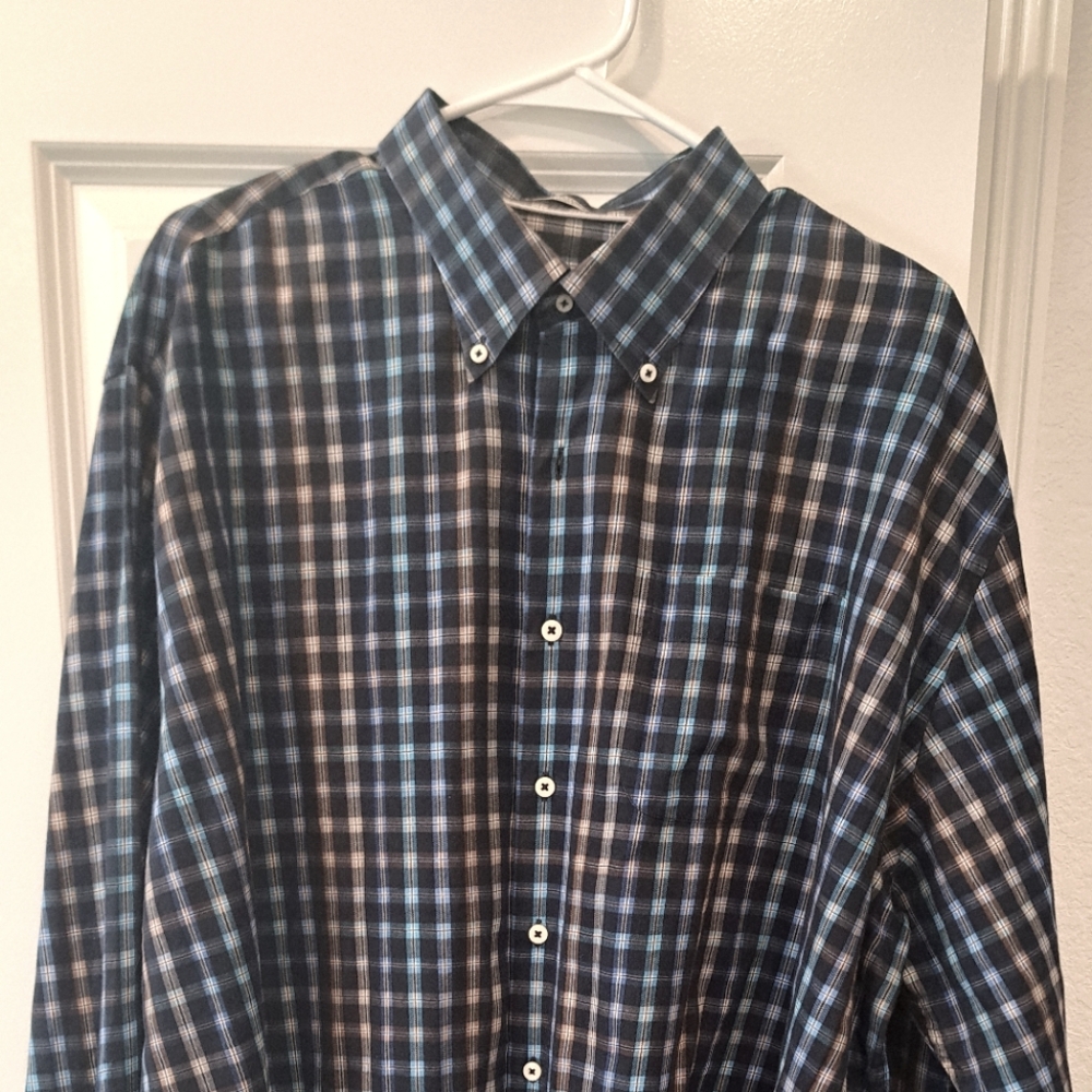 Peter Millar Blue and Black Gingham Casual Shirt
